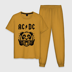 Пижама хлопковая мужская AC DC - rock panda, цвет: горчичный