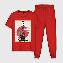 Пижама хлопковая мужская Тони Тони Чоппер самурай, цвет: красный