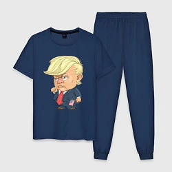 Пижама хлопковая мужская Мистер Трамп, цвет: тёмно-синий