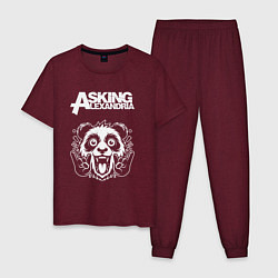 Пижама хлопковая мужская Asking Alexandria rock panda, цвет: меланж-бордовый