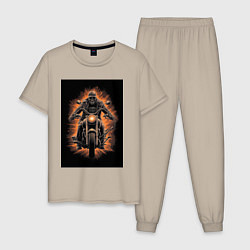 Мужская пижама Скелет едет на старом мотоцикле