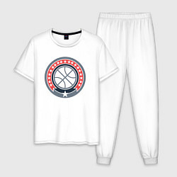 Пижама хлопковая мужская Stars basketball, цвет: белый