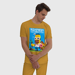 Пижама хлопковая мужская Homer Simpson and Minecraft - collaboration ai art, цвет: горчичный — фото 2