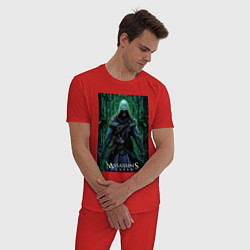 Пижама хлопковая мужская Assassins creed стиль матрицы, цвет: красный — фото 2