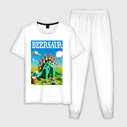 Пижама хлопковая мужская Пивозавр в стиле Майнкрафт - нейросеть, цвет: белый