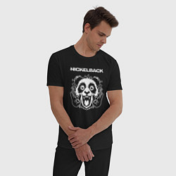 Пижама хлопковая мужская Nickelback rock panda, цвет: черный — фото 2