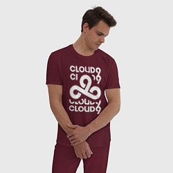 Пижама хлопковая мужская Cloud9 - in logo, цвет: меланж-бордовый — фото 2