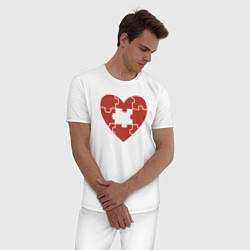 Пижама хлопковая мужская Puzzle heart, цвет: белый — фото 2