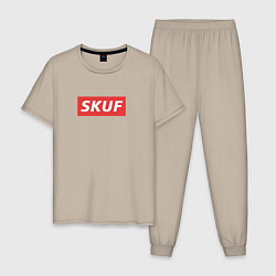Пижама хлопковая мужская Skuf - trend, цвет: миндальный