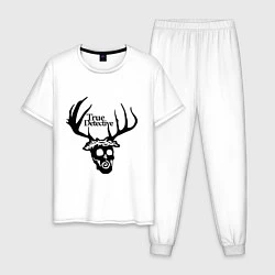 Пижама хлопковая мужская True Detective: Deer Skull, цвет: белый