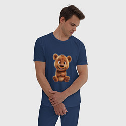 Пижама хлопковая мужская Милый плюшевый медведь, цвет: тёмно-синий — фото 2