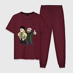 Пижама хлопковая мужская Vault Jay and silent Bob, цвет: меланж-бордовый