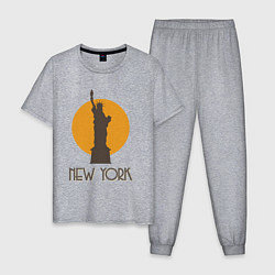 Пижама хлопковая мужская Город Нью-Йорк, цвет: меланж