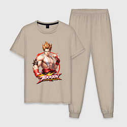 Пижама хлопковая мужская Персонаж из игры Tekken, цвет: миндальный