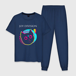 Пижама хлопковая мужская Joy Division rock star cat, цвет: тёмно-синий