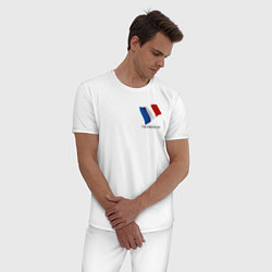 Пижама хлопковая мужская Im French - motto, цвет: белый — фото 2