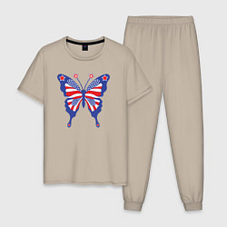 Пижама хлопковая мужская USA butterfly, цвет: миндальный