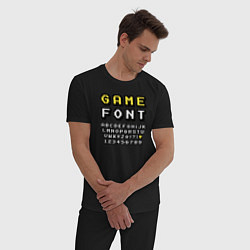 Пижама хлопковая мужская Game font, цвет: черный — фото 2