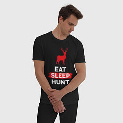 Пижама хлопковая мужская Есть спать охотиться на оленей, цвет: черный — фото 2