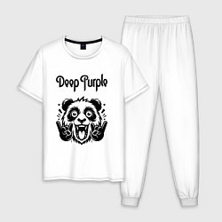 Пижама хлопковая мужская Deep Purple - rock panda, цвет: белый
