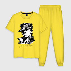 Пижама хлопковая мужская Jotaro Kujo - anime ai art, цвет: желтый