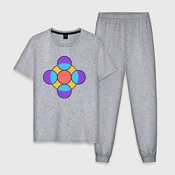 Пижама хлопковая мужская Круги в кругах, цвет: меланж