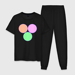 Пижама хлопковая мужская Три круга, цвет: черный