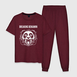 Пижама хлопковая мужская Breaking Benjamin rock panda, цвет: меланж-бордовый