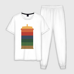 Пижама хлопковая мужская Tardis colors, цвет: белый