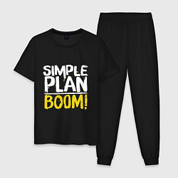 Пижама хлопковая мужская Simple plan - boom, цвет: черный