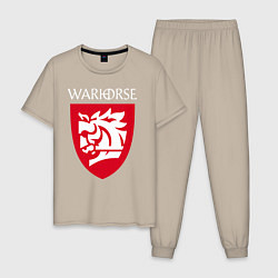 Пижама хлопковая мужская Warhorse logo, цвет: миндальный