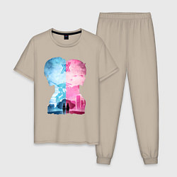 Пижама хлопковая мужская Милый во Франксе Хиро, цвет: миндальный