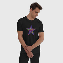 Пижама хлопковая мужская Абстрактная звезда, цвет: черный — фото 2