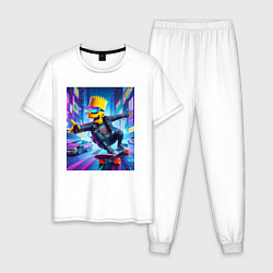 Мужская пижама Барт Симпсон на скейтборде - нейросеть