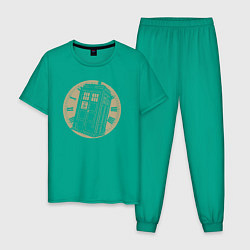 Пижама хлопковая мужская Time tardis, цвет: зеленый