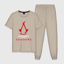 Пижама хлопковая мужская Assassins creed shadows logo, цвет: миндальный