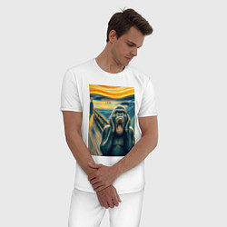 Пижама хлопковая мужская Горилла кричит - мем нейросеть, цвет: белый — фото 2