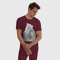 Пижама хлопковая мужская Очень приятно Бог Томоэ, цвет: меланж-бордовый — фото 2