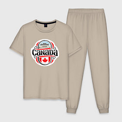 Пижама хлопковая мужская Canada country, цвет: миндальный