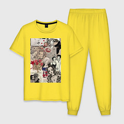 Пижама хлопковая мужская Нана Осаки коллаж, цвет: желтый