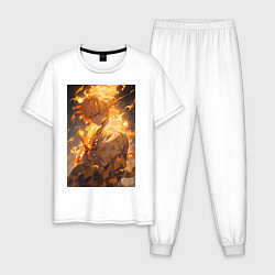 Пижама хлопковая мужская Клинок, рассекающий демонов Дзэнъицу Агацума, цвет: белый