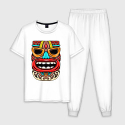 Пижама хлопковая мужская Tiki mask, цвет: белый