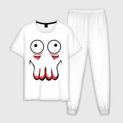 Пижама хлопковая мужская John Zoidberg Face, цвет: белый