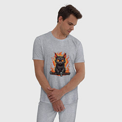 Пижама хлопковая мужская Арт котики, цвет: меланж — фото 2