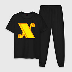 Пижама хлопковая мужская Знак X, цвет: черный