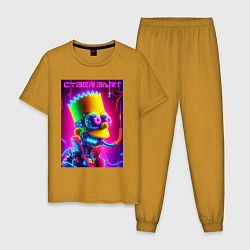 Пижама хлопковая мужская Cyber Bart - neon glow fantasy, цвет: горчичный