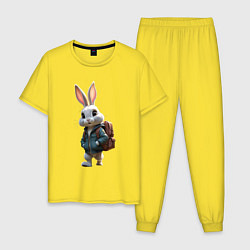 Мужская пижама Зайчик идёт в школу