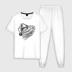 Мужская пижама Новогодний змей в колпаке