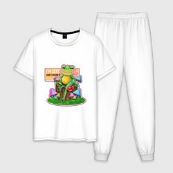 Пижама хлопковая мужская Бодипозитивная лягушка, цвет: белый