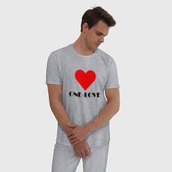 Пижама хлопковая мужская One - love, цвет: меланж — фото 2